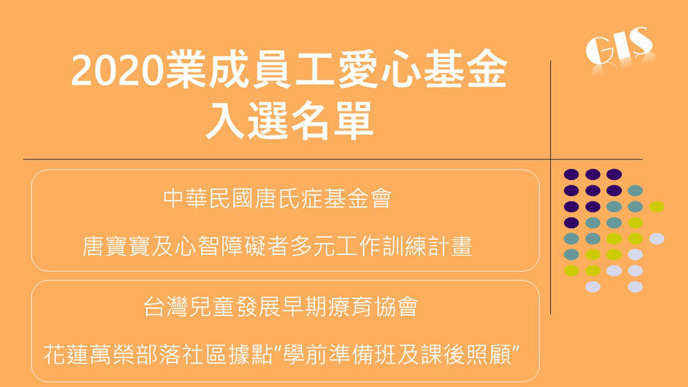 2020年第四屆「員工捐出愛薪 社會充滿溫馨」捐助單位公告
