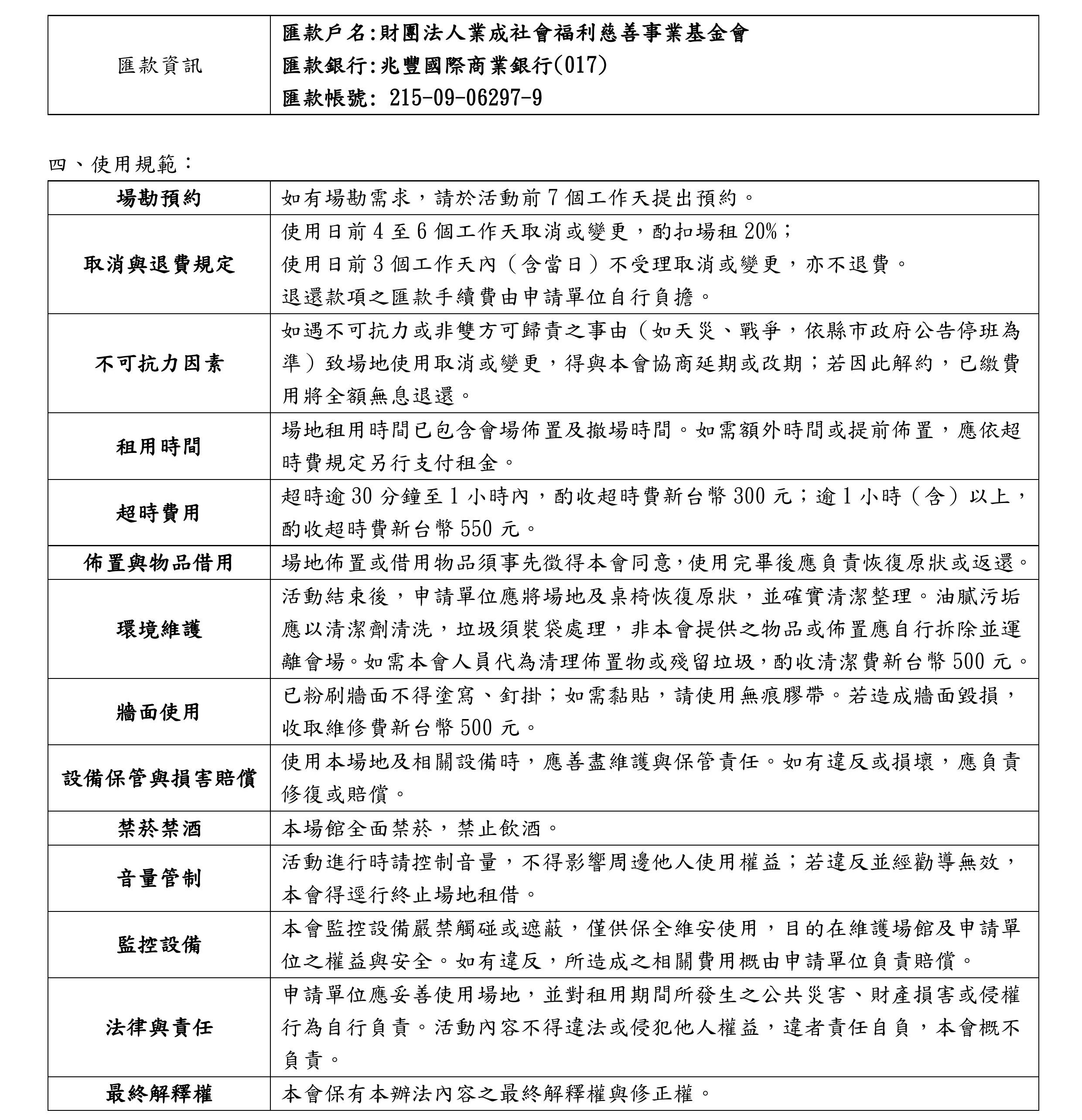 租賃辦法說明二